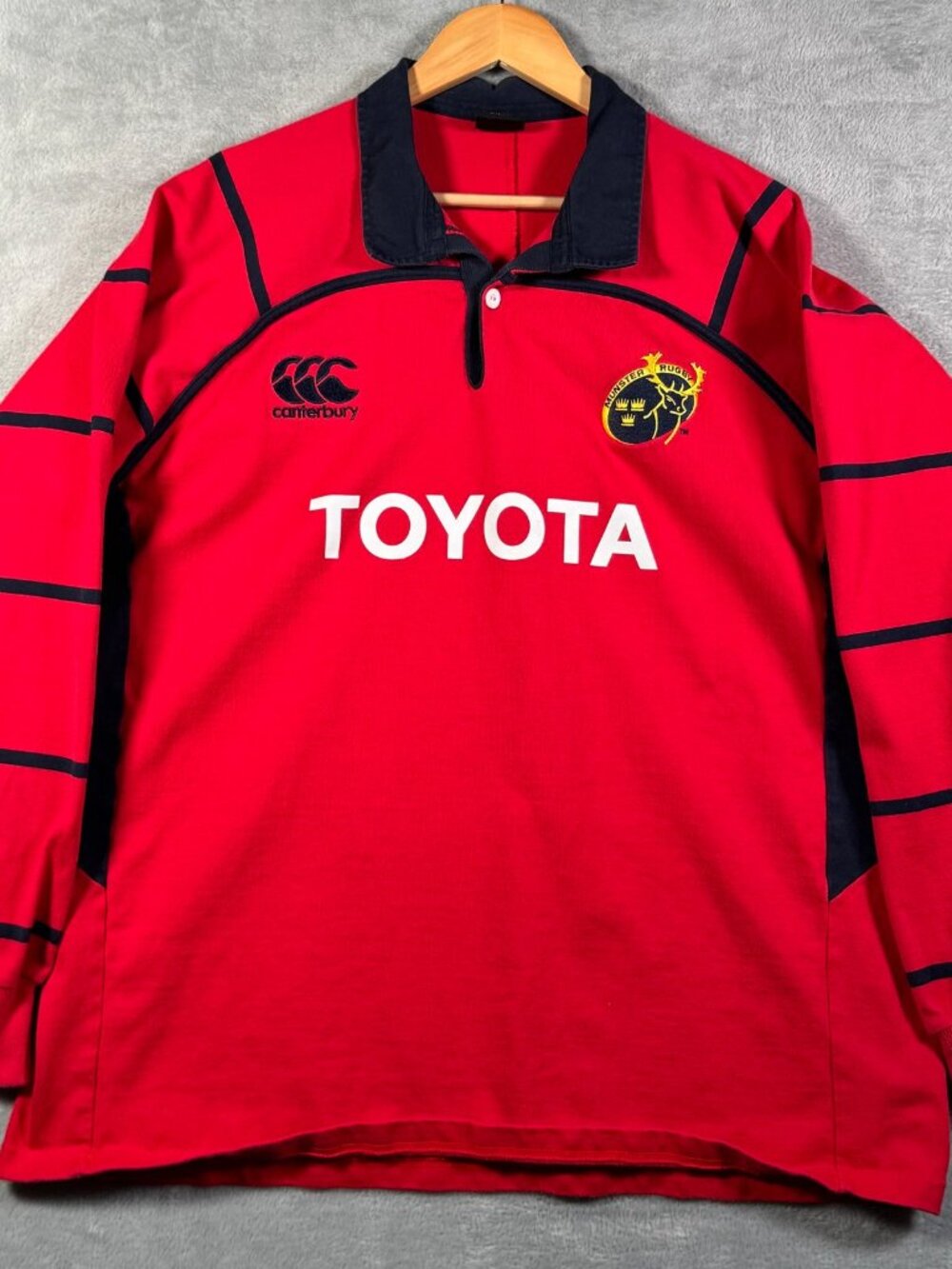 Canterbury New Zealand Rugby Shirt Mens 2XL Red Munster Toyota Jersey